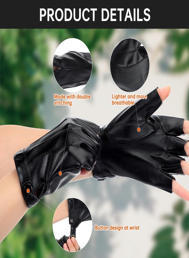 Velmitten 2 Pcs Halloween Cosplay Leather Utility Belt with PU Leather Fingerless Gloves Adjustable Women Mens Adult Accessories Belt for Halloween Cosplay - Image 3